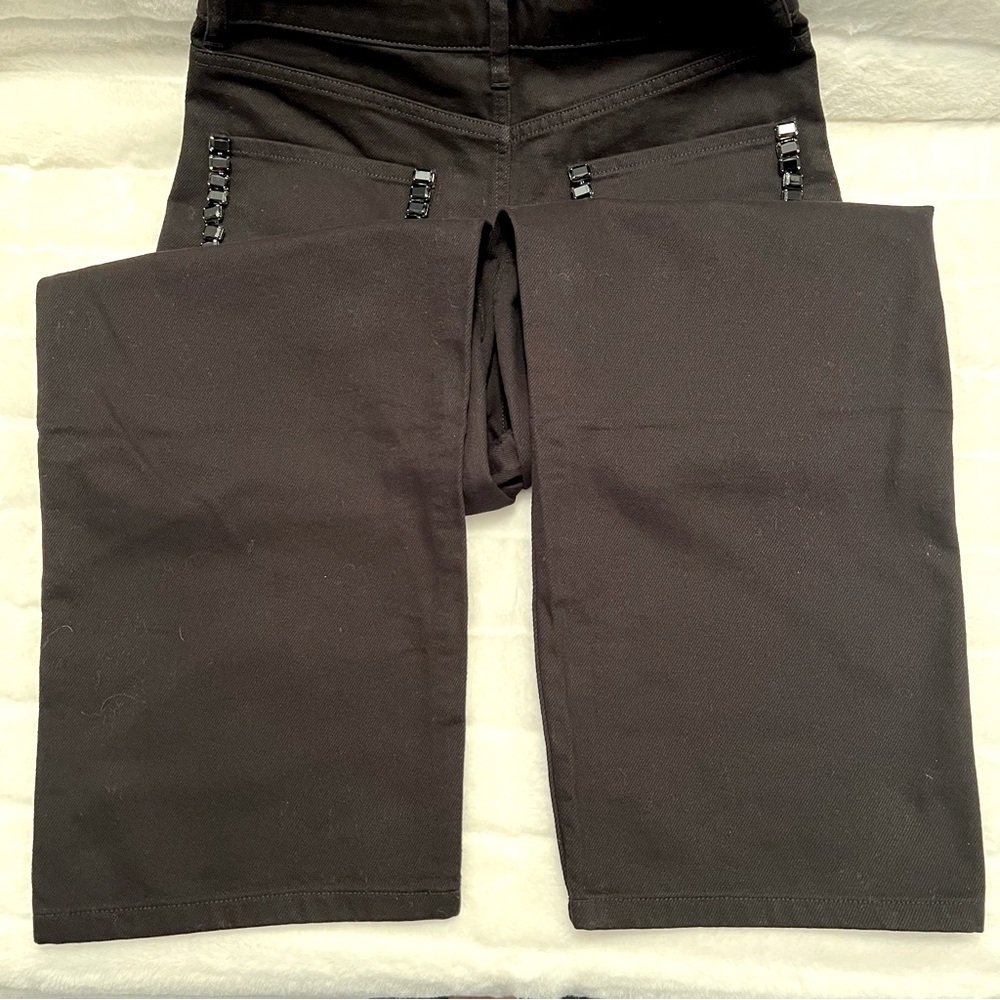 NWT Sandro Cristelle High Rise Wide Leg Black Jeans w Crystals—1 loose crystal - Picture 11 of 15